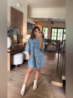 Free People Harlow Embroidered Denim Mini Dress NWT SIZE S